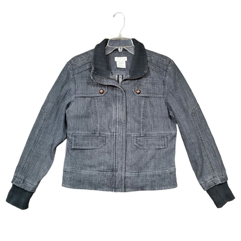 FDJ French Dressing Jenas Denim Zipper Front Closure Moto Jacket Size M
